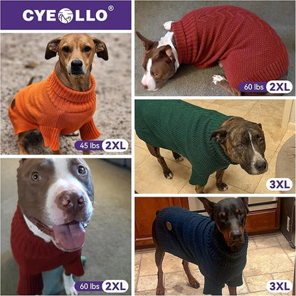 cyeollo Dog Sweater Turtleneck Knitted Sweaters with Long Sleeves Winter Clothing Dog Clothes Sweaters for Medium Large Dogs