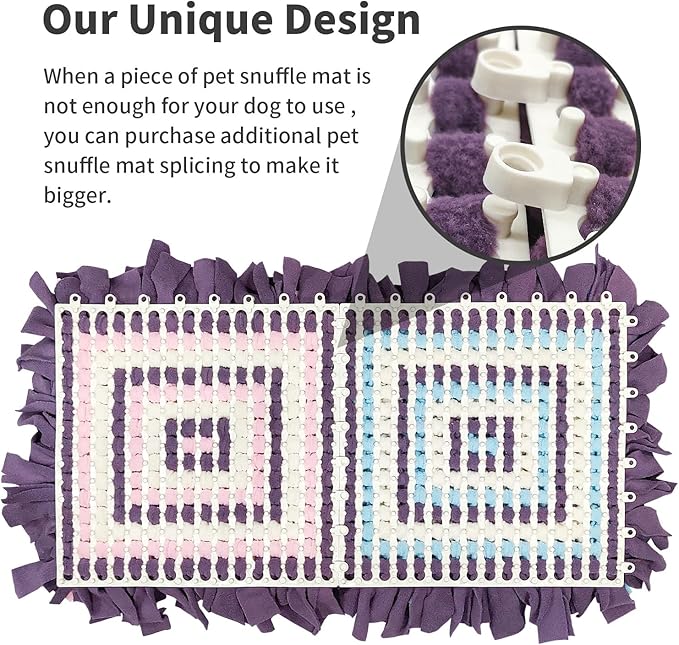 LIVEKEY Pet Snuffle Mat for Dogs, Dog Feeding Mat, Nosework Training Mats for Foraging Instinct Interactive Puzzle Toys (Violet&SkyBlue&White)