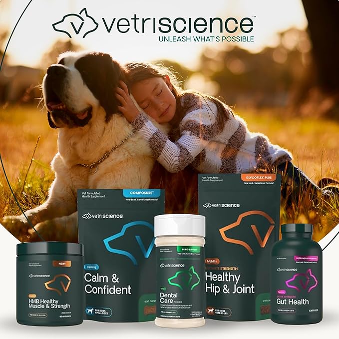VetriScience Ultimate Strength Healthy Hip & Joint Chewable Tablets, GlycoFlex Glucosamine, Chondroitin and Green-Lipped Mussel Joint Supplement for Dogs, Soothe Joint Discomfort, Chicken, 120 Count