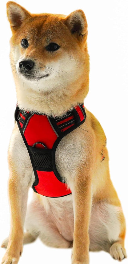 Ziggy Pet Dog Harness Adjustable Nylon Mesh Vest with Leash Clips (Red, Medium)