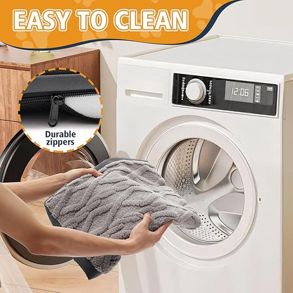 XXL Dog Crate Bed - Soft Fluffy Memory Foam Dog Bed with Anti-Slip Bottom, Machine Washable Pet Bed for Extra Large Dogs (47"x29"x4", Grey)