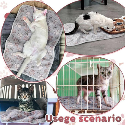 Reginary 4 Pcs Waterproof Guinea Pig Blankets Washable Small Animal Fleece Bedding Guinea Pig Cage Liners Reusable Training Pads Pet Pee Pad Sleep Mat for Hamster(Adorable Paw,24 x 16 Inch)