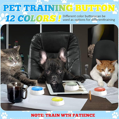Chumia 12 Pcs Voice Recording Button, Dog Buttons for Communication 30 Second Record & Playback Pet Talking Training Buzzers Funny Gift for Animal Office Home Study Family Game(Bright Colors)