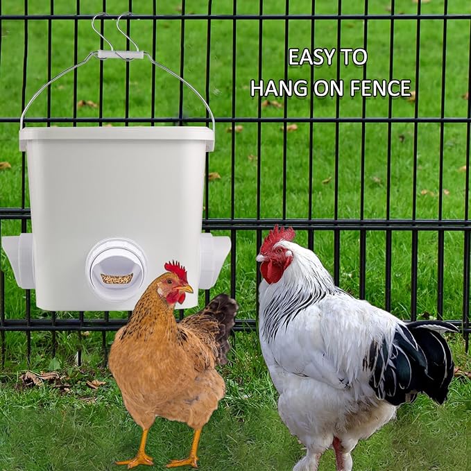 Automatic Chicken Feeder Set Hanging Chicken Feeder No Waste Poultry Feeder Kit 20lb Chicken Feed Container