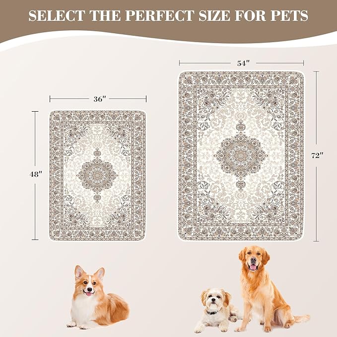 Washable Pee Pads for Dogs, Reusable Dog Training Pads. 54''x72'' Super Absorbent Dog Rugs, Non-Slip and Leakproof Pee Mat for Dogs, Large Whelping Pads for Crates and Floors