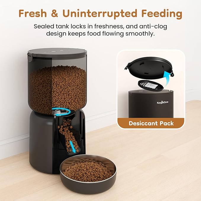 Automatic Cat Feeder, Adjustable 1080p Camera, 5G WiFi & App Control Cat Food Dispenser, Automatic Feeder Cat Dry Food with Dual Power & Voice Recording, Smart Automatic Dog Feeder Portion Control
