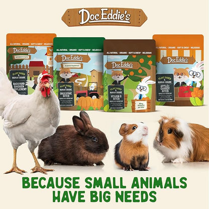 DOC EDDIE'S Digestive Bites - Plant-Based Small Animal Treats for Rabbits, Guinea Pigs, Hamsters, Gerbils, and More - Probiotics Supplement Made with Timothy Hay, Real Fruits, and Veggies