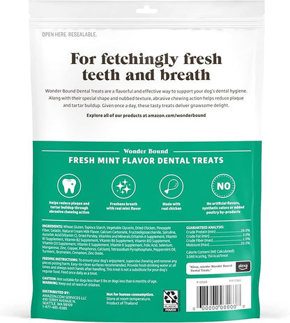 Wonder Bound Dog Dental Treats for Large Dogs (Over 50 lbs), Fresh Mint Flavor, Made with Real Chicken, Nubbed Texture for Plaque & Tartar Control, Freshens Breath While Chewing, 9 Count