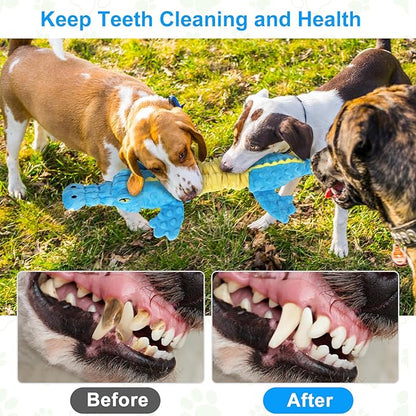 Homounter Dog Toys Cute Crocodile Squeaky Plush Pet Toy for Small to Large Breeds Interactive Chew Toy with Whistle & Crinkle Paper Tough Pet Toys for Aggressive Chewers and Puppies & Dog Lovers