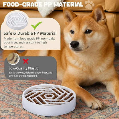 WHIPPY Slow Feeder Dog Bowl, Puzzle Maze Design to Slow Down Eating, 3-Cup Capacity, Anti-Gulping Food Bowl for Medium & Large Dogs,White