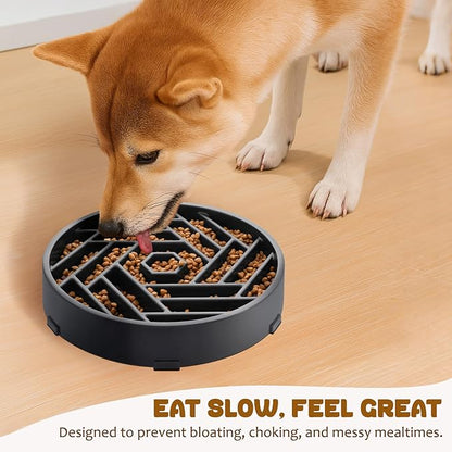 WHIPPY Slow Feeder Dog Bowl, Puzzle Maze Design to Slow Down Eating, 3-Cup Capacity, Anti-Gulping Food Bowl for Medium & Large Dogs,Gray