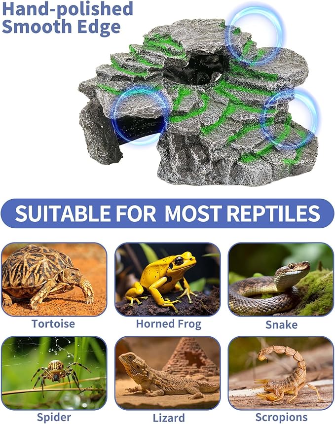 Moonorange Turtle Basking Platform Turtle Tank Decoration for Aquariums & Terrarium, Turtle, Lizard, Reptile Habitat Hideout (Black)