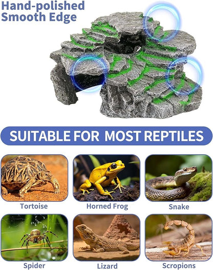 Moonorange Turtle Basking Platform Turtle Tank Decoration for Aquariums & Terrarium, Turtle, Lizard, Reptile Habitat Hideout (Black)