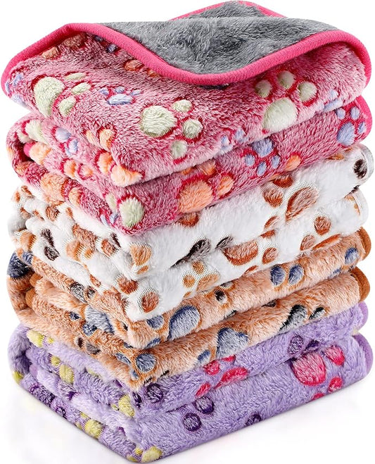 Reginary 4 Pcs Waterproof Guinea Pig Blankets Washable Small Animal Fleece Bedding Guinea Pig Cage Liners Reusable Training Pads Pet Pee Pad Sleep Mat for Hamster(Paw Print,35 x 24 Inch)