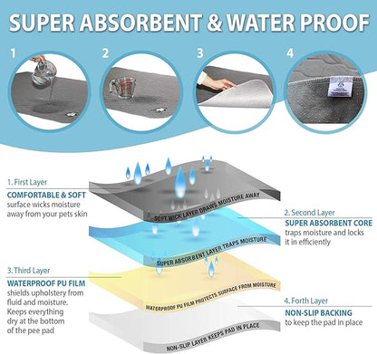 Washable Pee Pads for Dogs XXL (2 Pack), Reusable Puppy Training Pads, Ultra Absorbent & Waterproof Pet Mat for Senior Dogs, Non-Slip, Floor & Furniture Protector (36"x48") by Trendy Den Creations
