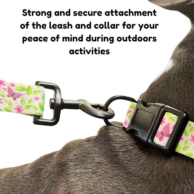 Dog Collar and Leash Set - Durable Polyester Material -Adjustable -Safe Metal Buckle-Cute Summer Dog Leash and Collar Set for Small, Medium and Large Dogs