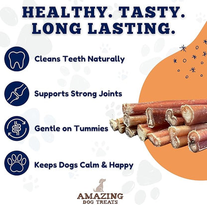 Amazing Dog Treats - 4-6 Inch Variety Bully Sticks (10 oz) - All Natural Rawhide Alternative - Long Lasting Dog Treats - No Hide Dog Chew- 100% Beef - Promotes Canine Dental Health