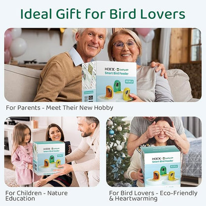 HIXX Smart Bird Feeder with Camera, AI Identify Birds & Auto Capture, 2K HD Live Camera Birdwatching with Color Night Vision for Bird Lovers Gifts (Forest Green)