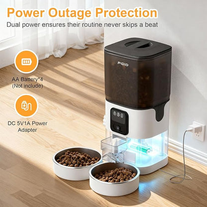 7L Automatic Pet Feeder with 1080P HD Wide Angle Camera, Smart WiFi Function, App Controlled, Night Vision Feature, Two-Way Audio, Suitable for Cats and Dogs.