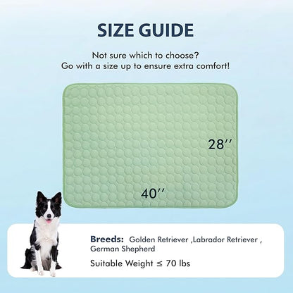 MICROCOSMOS Summer Cooling Mat & Sleeping Pad- Water Absorption Top, Materials Safe, Easy Carry, EZ Clean. Keep Cooling for Pets, Kids and Adults.(Green, 40" x28")