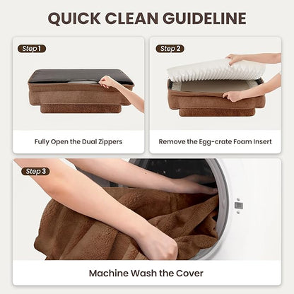 XL Orthopedic Dog Beds for Large Dogs, Waterproof Egg-Crate Foam Pet Couch Bed with Soft Sides, Non-Slip Dog Sofa with Fleece Removable Washable Cover, 42" L Supportive Pet Sofa, Brown