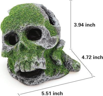 AQUA KT Aquarium Landscape Head Skeleton Skull Rock Fish Hiding Place Cichlid Cave for Gold Betta Fish Tank Decoration Freshwater or Marine Aquariums