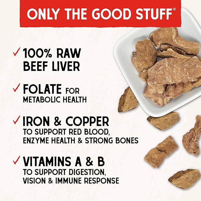Stella & Chewy's Freeze-Dried Raw Beef Liver Dog Treats - Single Ingredient, No Additives - Premium Training Treats - Perfect For Picky Eaters - 3oz Bag