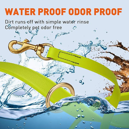 Viper Biothane K9 Working Dog Leash Waterproof Lead for Tracking Training Schutzhund Odor-Proof Long Line with Solid Brass Snap for Puppy Medium and Large Dogs 6ft, Safety Yellow