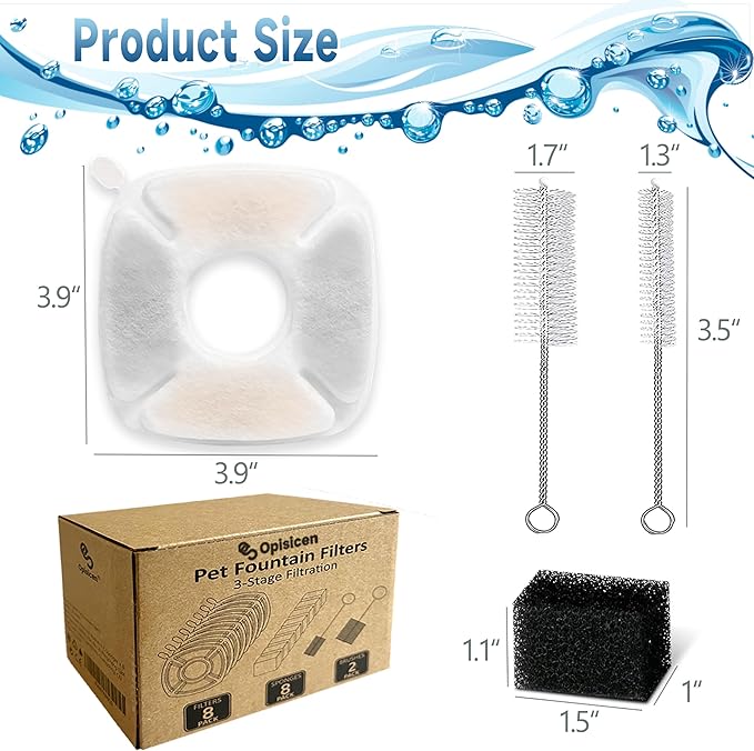 34 Pcs Cat Fountain Filters Replacement Compatible with VEKEN 95oz/2.8L Cat Water Fountain Filters Automatic Dog Water Fountain Filters Pet Fountain