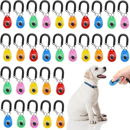 Kigeli 30 Pcs Dog Training Clicker for Pet with Wrist Strap Dog Cat Bird Clicker Puppy Training Supplies for Dogs Cats Horses Birds Behavioral Coaching Accessories (6 Colors)