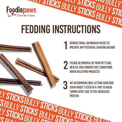 FOODIEPAWS 5 Inch Bully Sticks for Dogs, 25 Pack Bulk | All Natural, Grass-Fed Beef | High Protein, Rawhide-Free & Fully Digestible Dog Chews | Long Lasting Dental Treats for Small & Medium Dogs