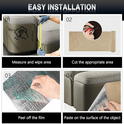 1Pack Total 39.3"x15.8" Cat Scratch Mat for Cat Couch Furniture and Wall Protector | Trimmable Self-Adhesive Carpet Climb Cat Scratcher for Covering Cat Tower and Replacement Pads (Khaki)