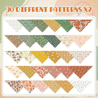 Sanwuta 60 Pcs Spring Dog Bandanas Flower Dog Bandanas Bulk Adjustable Pet Bibs Triangle Scarf Floral Costume for Small to Large Pet (Flower Pattern, Medium)