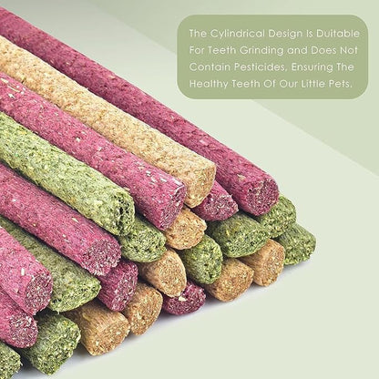 ERKOON Timothy Hay Sticks,Rabbit Chew Toys for Teeth Natural Molar Sticks Rabbits Treats for Bunnies, Chinchilla Guinea Pigs, Gerbil, Hamster (50 Pcs)