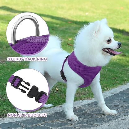 MoNiBloom Dog Harness for Small Sized Dog, Soft Puppy Padded Vest for Walking, Running, Training - Purple, XS
