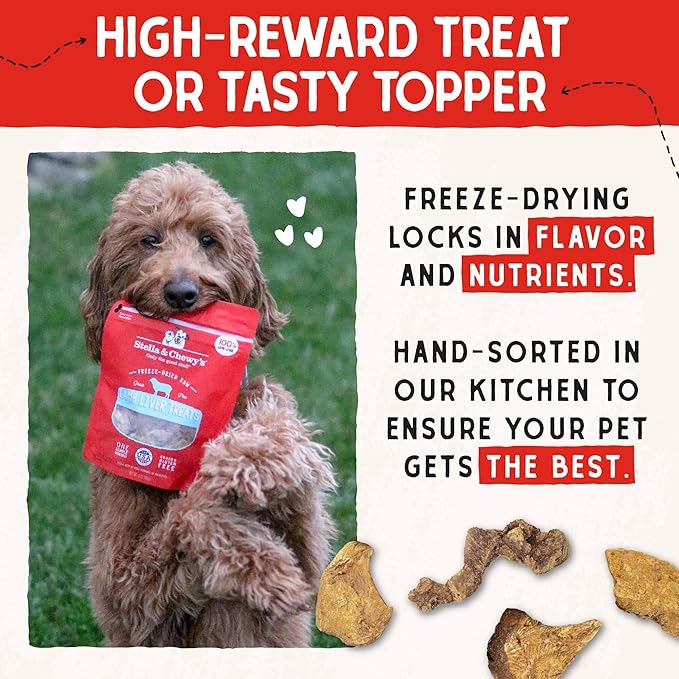 Stella & Chewy's Freeze-Dried Raw Lamb Liver Dog Treats - Single Ingredient, No Additives - Premium Training Treats - Perfect For Picky Eaters - 3oz Bag