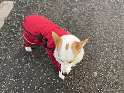 Dogs Waterproof Jacket, Lightweight Waterproof Jacket Reflective Safety Dog Raincoat Windproof Snow-Proof Dog Vest for Corgis Dachshund Small Medium Large Dogs Red D-L