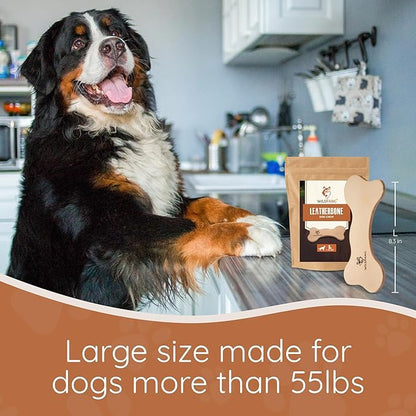 Wildfang® Leather Dog Toy, Large - Leather Bone for Teething Dog, Dental Toys for Puppies, Training for Chewing Muscles, Puppy Chew Bones for Light or Medium Chewers (for Dogs Over 33 lbs), Pack of 1