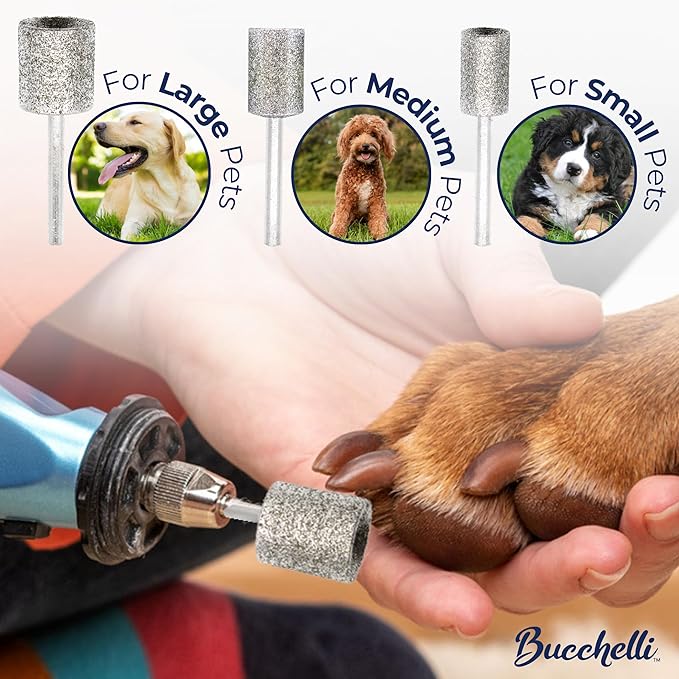 3Pcs Nail Grinder Diamond Bits for Cats and Dogs - Painless Nail Sanding Drums - Diamond Dog Nail Grinder Attachment - Faster Diamond Bit for Dog Nail Grinder - 80/120 Grit (3Pcs-Set)