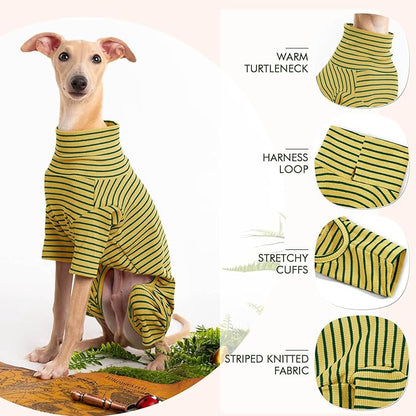 Dog Sweaters for Small Dogs Girls Boys, Striped Pet Sweaters for Fall Winter Dog Clothes, Turtleneck Pullover Knitwear for Small Medium Large Dogs