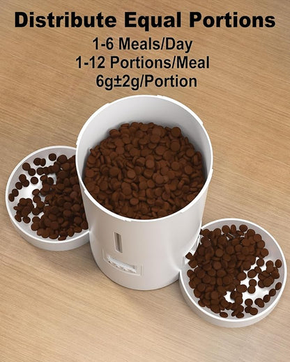 DomoMayli Automatic Cat Feeder for 2 Cats,Dual Bowl Dry Pet Food Dispenser with Portion Control & 10s Voice Recorder,Timer Feeding,Double Power,Quiet Operation(White, ABS Dual Bowls)
