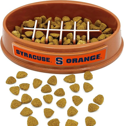 NCAA Super-Bowl - Syracuse Orange Slow Feeder Dog Bowl. Football Design Slow Feeding Cat Bowl for Healthy Digestion. Non-Slip Pet Bowl for Large & Small Dogs & Cats