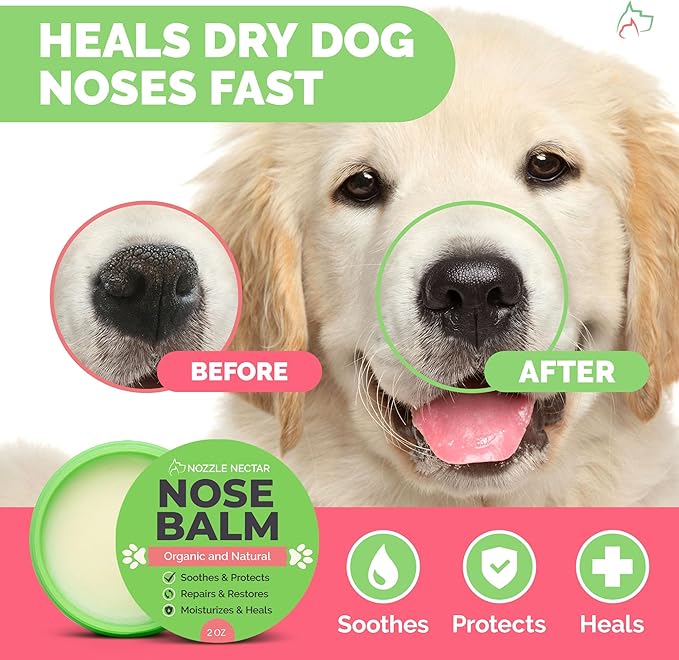 Dog Nose Balm - 100% Organic & Natural Nose Moisturizer and Healing Cream Butter - Dog Dry Nose Treatment and Moisturizer - Heals, Repairs & Protects Chapped, Damaged & Rough Noses