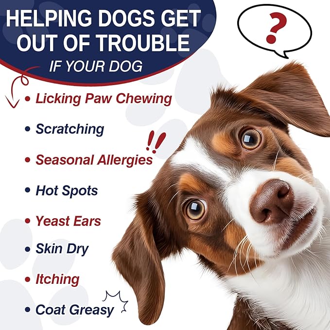 Dog Allergy Chews 200 Treats, Dog Allergy and Itching Skin Relief Bites Immune Support Dogs Probiotics for Yeast, Itchy Skin and Itchy Ears Anti Itch Licking Paws Treatment for Dogs Seasonal Allergies