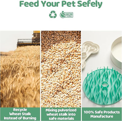 Puzzle Feeder Slow Feeder Dog Bowl for Large Dogs with Non-Slip Base - Adjustable Speed Design, Removable Puzzle Inserts & Dishwasher Safe, Green