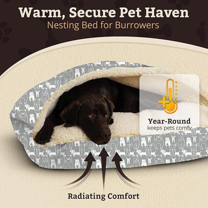 Snoozer Pet Products Luxury Rectangle Cozy Cave, Wag Collection, Large, Pedigree Storm