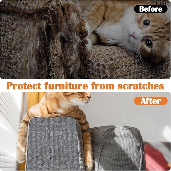 Cat Scratch Furniture Protector - 100" x 17" Trimmable Self-Adhesive Cats Claws Scratch Pads, DIY Cat Climbing Couch Protector for Scratch Post Cat Tree Replacement Indoor (Light Gray)