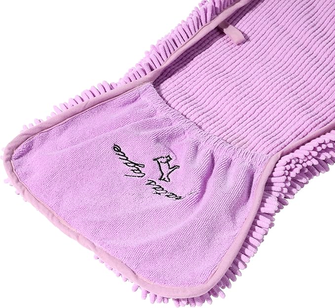 Patas Lague 2 Pack Absorbent Dog Towel for Drying Dogs Large, 35''x15'' Extra Large Microfiber Quick Drying Pet Bath Towel with Hand Pockets, Machine Washable Pet Shammy Lilac Aqua