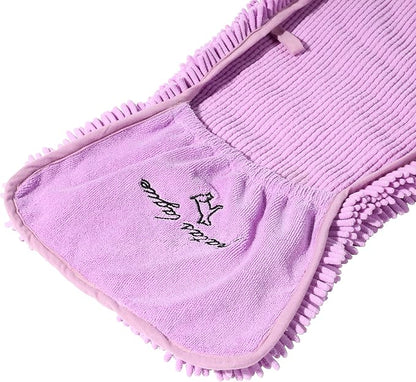 Patas Lague 2 Pack Absorbent Dog Towel for Drying Dogs Large, 35''x15'' Extra Large Microfiber Quick Drying Pet Bath Towel with Hand Pockets, Machine Washable Pet Shammy Lilac Aqua