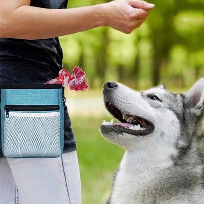 STMK Dog Treat Pouch Dog Clicker Training Kit, Dog Training Treat Pouch Dog Clicker for Training, 3 Ways to Wear Easily Carries Treat Pouches for Pet Training (Black and Light Blue)